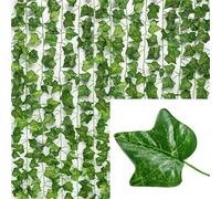 Artificial Wreath Fake Vine 60/2M Artificial Plant Creeper Green Wall Hanging Vine Silk Garland Ivy Leaf Home Garden Plants Wedding Party Decoration(C,40M-20 Strings)