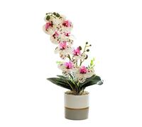 Artificial Yellow Two-pronged Orchid Flower in Pot Silicone Flowerpot Phalaenopsis Eight-headed Phalaenopsis with Flowerpot Potted White Simulation Butterfly Flower (white)