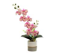 Artificial Yellow Two-pronged Orchid Flower in Pot Silicone Flowerpot Phalaenopsis Eight-headed Phalaenopsis with Flowerpot Potted White Simulation Butterfly Flower (pink)