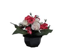 Artificielles.com - Artificial flowers cemetery pink, pansies and mini flowers in cup D 30 cm Pink supported - color: Pink sustained
