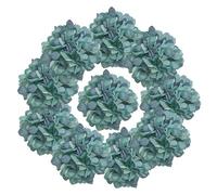 ARTIFIPLANT 7.1'' Blue Hydrangea Artificial Flowers, 10pcs Silk Hydrangea Heads with 81 Petals Each, 7.6'' Round, Classic Style, Perfect for Home Wedding Decor