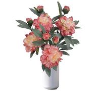 ARTIFIPLANT Coral Pink Peonies Artificial Flowers,4 Pcs Fake Silk Peonies with Stems Real Look,Peony Bush for Home Decor (4, Coral Pink)