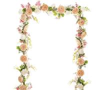 Artiflr 6 Ft Artificial Peony Garland, Floral Greenery Garland with Mixed Peony Flowers and Green Leaves for Wedding Dining Table Home Party Decor
