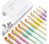 Artify 12pcs Kids Paint Brushes, Macaron Colors Paint Brush Set For Children's Arts And Crafts, Ergonomic Donuts Handle, Kids Painting Set For Acrylic, Oil, Watercolor, Gouache, Paint By Numbers