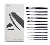 Artify 12Pcs Professional Watercolour Brushes, Synthetic Paint Brushes With Excellent Water Retention For Watercolour, Gouache, Fluid Acrylic, Ink, Detail, Round, Flat, Liner, Art Supplies