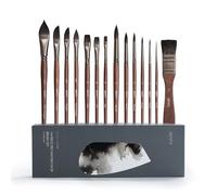 Artify 14pcs Professional Watercolour Brushes, Synthetic Squirrel Hair Watercolor Paint Brushes Set - Balanced Elasticity & Water Retention, Round/Flat/Filbert/Angled/Liner For Watercolor/Gouache/Ink