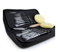 Artify 15 pcs Paint Brush Set- Nylon Painting Brushes for Acrylic, Oil, Watercolour and Gouache Painting for Kids, Adults, Beginner and Professional, with Round, Angle, Flat, Filbet, Fan Shape,Black
