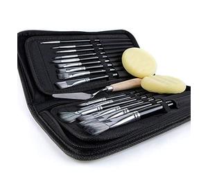 Artify 15 pcs Paint Brush Set- Nylon Painting Brushes for Acrylic, Oil, Watercolour and Gouache Painting for Kids, Adults, Beginner and Professional, with Round, Angle, Flat, Filbet, Fan Shape,Black