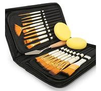Artify 18 pcs Paint Brush Set for Acrylic Oil Watercolour Gouache Painting Includes Pop-up Carrying Case with 2 Sponges