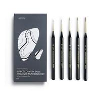 Artify 5pcs Fine Paint Brush Set, 100% Kolinsky Sable Detail Paint Brushes - Master Series, Ultra Fine Tips, High Precision PaintBrushes for Model Crafts painting for Acrylic/gouache/Watercolor Black