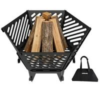 Artigarden 57cm Heavy-Duty Portable Fire Pit for Camping, Detachable Outdoor Wood-Burning Firepit with Travel Bag for Outdoor Patio Heating, Picnic, Bonfire and BBQ