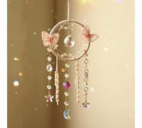 Artilady Dream Catcher for Girls - Pink Butterfly Small Moon Dream Catchers with Crystals Cute Room Decor for Teen Girls Boys Boho Bedroom Wall Home Decorations Birthday Christmas Kids Gifts