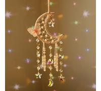 Artilady Dream Catcher for Girls Pink Butterfly Small Suncatcher Room Decor | Boho Crystal Prism Sun Catcher, Cute Mini Car Charms, Fairy Moon Wall Decor for Bedroom Living Room Nursery, Rainbow Maker