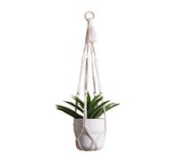 Artilady Plant Hanger Indoor Macrame Hanging Planters for Plants Holder Boho White Basket No Tassels Farmhouse Rustic Window Wall Decor (White Planter-1pcs)