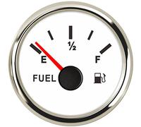 ARTILAURA 0-90 ohm Fuel Gauge 2 inch Boat Fuel Level Gauge 8 Color Marine Gas Tank Meter for Universal AUTO Car Truck Diesel RV Vehicle (White)