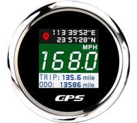 ARTILAURA GPS Speedometer 2-1/16 52mm Adjustable MPH/KM Digital Speedometer with GPS Antenna Odometer for Car Boat Marine (Black)