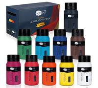 Artina 10pcs Acrylic Paints Set 500ml Crylic - 10x500ml Professional Colours for Painting - Highly Pigmented, Luminous & Quick-Drying Paints - Waterproof & High Coverage