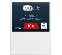Artina 10pcs Paint Canvas Set FSC® Cotton Stretcher Frame for Painting | 30x40cm 100% blank Canvases for Art Acrylic Watercolour & Oil panels artist Small Akademie