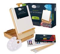 Artina 28-Piece Acrylic Paint Kit with Easel - Painting Set for Kids & Adults with Art Box, Canvas, Brushes & 18x12ml Paints - Christmas Art Set for Beginners & Hobby Artists - Florenz