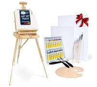 Artina 30pcs Acrylic Painting Set with Wooden Artist Easel Box - Christmas Paint Kit with Canvases, Brushes, Palette & Spatulas - Professional Art Set for Adults, Beginners & Hobby Artists - Madrid