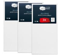 Artina 3pcs Paint Canvas Set FSC® Canvas for Painting Acrylic Watercolour | 50x100cm 100% Cotton Stretcher Frame Blank Large Canvases for Art Oil artist supplies Akademie