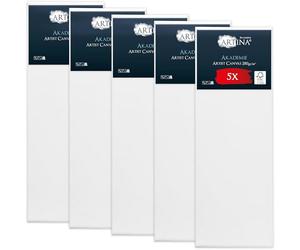 Artina 5pcs Paint Canvas Set 50x150 cm - FSC® Canvas for Painting 100% Cotton Canvas Stretcher Frame 280 g/m² - Blank Canvases for Art for Acrylic, Watercolour & Oil Painting - Large Canvas Akademie