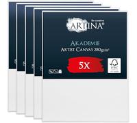 Artina 5pcs Paint Canvas Set 70x90 cm - FSC® Canvas for Painting 100% Cotton Canvas Stretcher Frame 280 g/m² - Blank Canvases for Art for Acrylic, Watercolour & Oil Painting - Large Canvas Akademie
