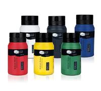 Artina 6pcs Acrylic Paints Set 500ml Crylic - 6x500ml Professional Colours for Painting - Highly Pigmented, Luminous & Quick-Drying Paints - Waterproof & High Coverage