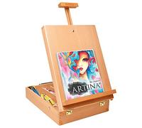 Artina Foldable Table Wooden Easel Beechwood with Storage Box Nancy - Adjustable Artist Drawing Art Easel for Painting for Canvases up to 66 cm