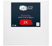 Artina FSC® Blank Canvas for Painting 40x40 cm Premium - 2pcs Pre-Stretched & Triple Primed White Canvases Board 100% Cotton 380 g/m²