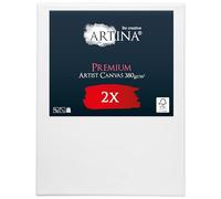 Artina FSC® Blank Canvas for Painting 40x60 cm Premium - 2pcs Pre-Stretched & Triple Primed White Canvases Board 100% Cotton 380 g/m²