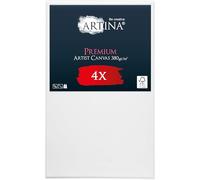 Artina FSC® Blank Canvas for Painting 70x100 cm Premium - 4pcs Pre-Stretched & Triple Primed White Large Canvases Board 100% Cotton 380 g/m²