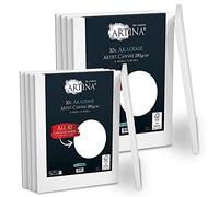 Artina FSC Canvas Set 10pcs Akademie 5X 40x50 & 5x30x40 cm - 100% Cotton Stretcher Frame 280 g/m² - Blank Canvases for Art for Acrylic, Watercolour & Oil Painting
