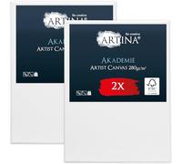 Artina FSC® Large Canvas for Painting 2pcs Blank Canvases for Acrylic Oil | 70x100cm 100% Cotton Stretcher Frame for Art Watercolour supplies artist Akademie