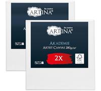 Artina FSC® Large Canvas for Painting 70x70 cm - 2pcs Blank Canvases for Art for Acrylic, Watercolour & Oil Painting - 100% Cotton Canvas Stretcher Frame 280 g/m² - Akademie