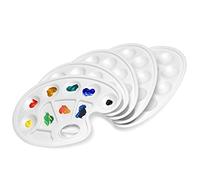 Artina Oval Mixing Palette Set 5pcs Plastic Paint Palette for Painting Large Artists Palette with 10 Pans & Thumbhole Art Supplies