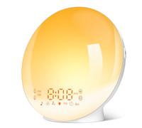 ARTINABS Sunrise Alarm Clocks, Wake Up Light with Sunrise/Sunset Simulation Dual Alarms Bedside Night Lamp Snooze Function FM Radio 7 Natural Sound 11 Colorful Atmosphere Lamp(White)