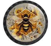 Artinhand 12 Pack Yellow Bee Pattern Cabinet Knobs for Kitchen Bathroom
