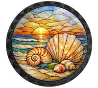 Artinhand 4 Pack Beach Shells Cabinet Knobs for Kitchen Bathroom