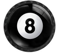 Artinhand 4 Pack Billiards 8 Ball Cabinet Knobs Round Drawer Pulls 8 Ball Knob Cupboard Door Handles Hardware for Kitchen Bathroom Cabinets