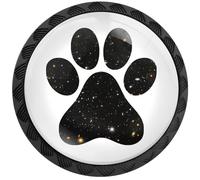 Artinhand 4 Pack Black Galaxy Paw Cabinet Knobs Round Drawer Pulls Black Dresser Knob Cupboard Door Handles Hardware for Kitchen Bathroom Cabinets