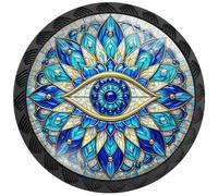 Artinhand 4 Pack Boho Mandala Evil Eye Cabinet Knobs for Kitchen Bathroom