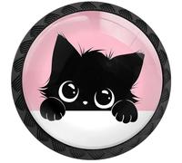 Artinhand 4 Pack Cute Cat Cabinet Knobs for Kitchen Bathroom