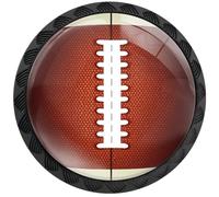 Artinhand 4 Pack Football Cabinet Knobs Round Sport Themed Drawer Pulls Black Dresser Knob Cupboard Door Handles Hardware for Kitchen Bathroom Cabinets