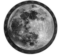 Artinhand 4 Pack Moon Cabinet Knobs Round Drawer Pulls Black Dresser Knob Cupboard Door Handles Hardware for Kitchen Bathroom Cabinets