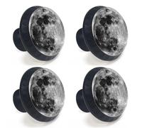 Artinhand 4 Pack Moon Kitchen Cabinet Knobs Round Drawer Pulls Black Dresser Cupboard Door Handles