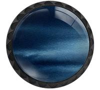 Artinhand 4 Pack Navy Blue Cabinet Knobs Round Drawer Pulls Black Dresser Knob Cupboard Door Handles Hardware for Kitchen Bathroom Cabinets