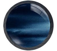 Artinhand 4 Pack Navy Blue Kitchen Cabinet Knobs Round Drawer Pulls Black Dresser Cupboard Door Handles