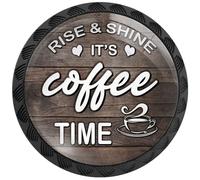 Artinhand 4 Pack Rise & Shine It's Coffee Time Kitchen Cabinet Knobs Round Drawer Pulls Dresser Cupboard Door Handles