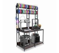 ARTINRACK 2025 Upgraded Dual 3D Printer Stand with Filament Storage Workstation, Extended Storage Mobile 3D Printer Table Workbench, AC/USB Power Hub for Studio Workshop